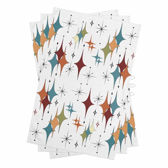 Multi-Color Diamond Kitchen Towels Set of 3, Water Absorbent Dish Towel, Modern Geometric Middle Century White Decorative Hand Towels - Quick Drying Cloth for Cooking Baking, 18x28 Inch