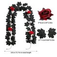 thumbnail image 2 of 79-Inch Black Leaf Red Rose Vine, PE Material, Gothic Dark Romance, Halloween Table Party Home Decor, 2 of 8