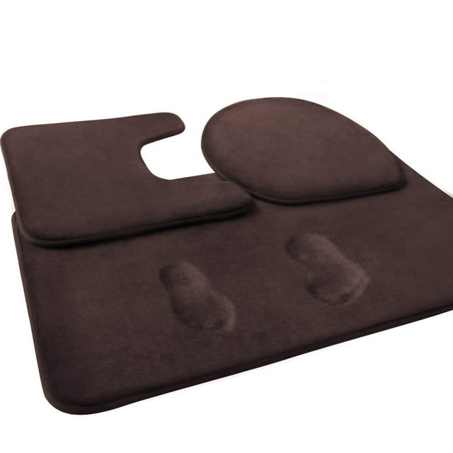 Juego de alfombras de baño FEELSO de espuma viscoelástica de 3 piezas, color marrón