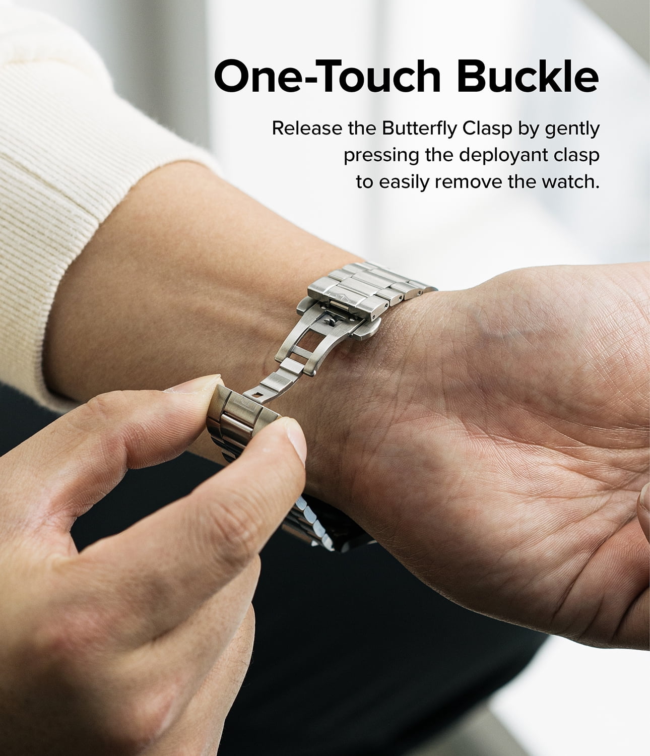 Ringke Galaxy Watch 4 Classic 42mm Band Metal One, Stainless Steel Smartwatch Band Replacement - Silver