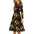 thumbnail image 2 of FKELYI Halloween Moon Cat Women Dresses Size M Comfortable Ladies A Line Dresses Knee Length Breathable Star Pumpkin Swing Skater Dress, 2 of 4