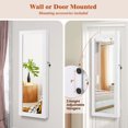 thumbnail image 5 of Giantex Wall/Door Mounted Jewelry Cabinet Armoire, Lockable Armoire Cabinet w/ Full Length Mirror, 2 LED Lights, Adjustable Hanging Hooks, Jewelry Organizer for Dressing Make-up (White), 5 of 8