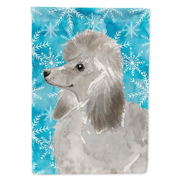 Grey Standard Poodle Winter Garden Flag