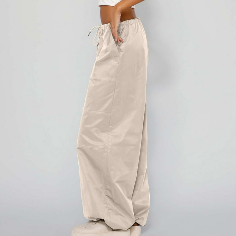Zodggu Womens Solid Color High-Waist Full Length Long Pants Comfy Versatile  Loose Womens Wide Leg Pants Comfy Versatile Young Adult Love 2023 Joggers