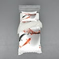 thumbnail image 2 of Ambesonne Japanese Bedding Set 4 Pcs, Koi Carp Fish Couple, Queen, Orange Grey, 2 of 3