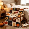 thumbnail image 5 of Flannel Blanket Black Autumn Thanksgiving Patterned, Soft Warm Plush Throw Cover, 27.5x39.4inLightweight Quilt, Versatile Furnishing for Sofa Bed Camping Household Daily Decoration, 5 of 6