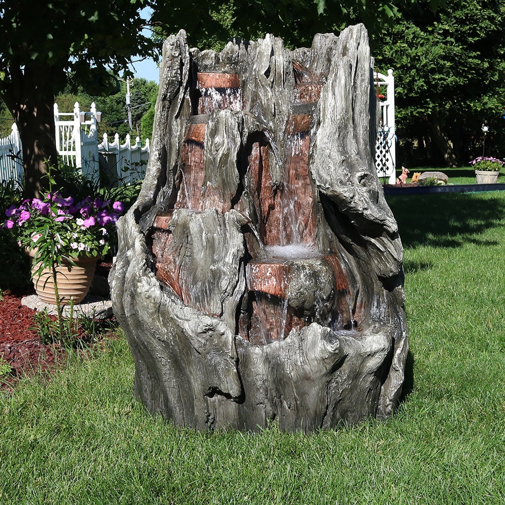 Cascading Mountain Falls Outdoor Water Fountain with LED Lights, 53