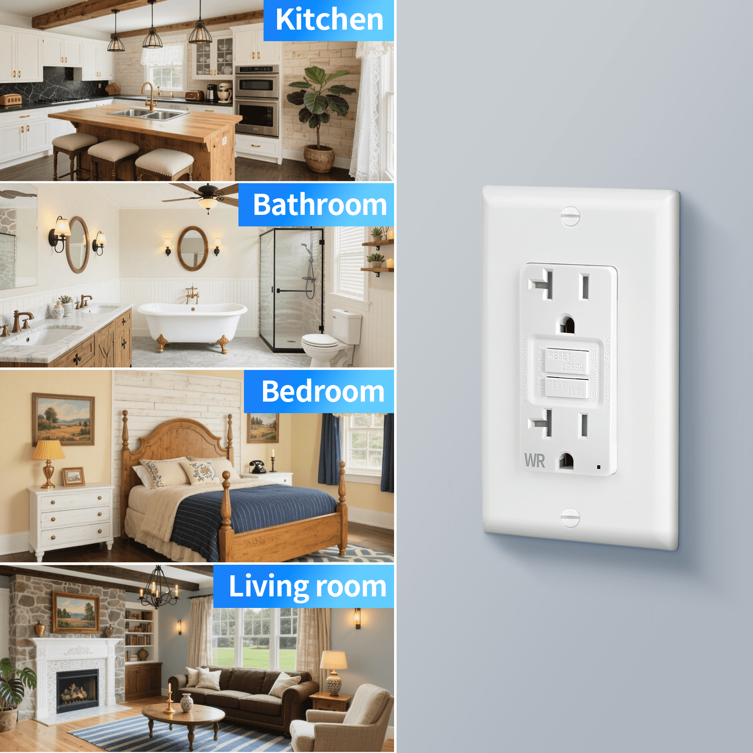 (2-Pack) CirQSafe GPG1120-WTR, 20A 125V White GFCI Electrical Outlet