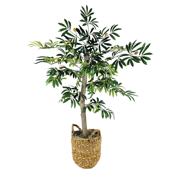 Artificial Tree, 4ft Olive Tree in Deco Basket by LCG Florals, Fake Indoor Faux Tree for Living Room, Office, and Home Decor