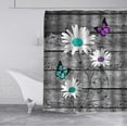 thumbnail image 3 of White Daisy Shower Curtain, Blooming Floral Teal Purple Butterfly Country Vintage Grey Wooden Board Barnwood Rustic Farmhouse Bathroom Decor, Waterproof Fabric Shower Curtain, 72 X 72 Inch, 3 of 5