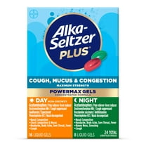 Alka-Seltzer Plus Maximum Strength Cough, Mucus & Congestion Medicine, Day Night, Powermax Liquid Gels, 24 Count