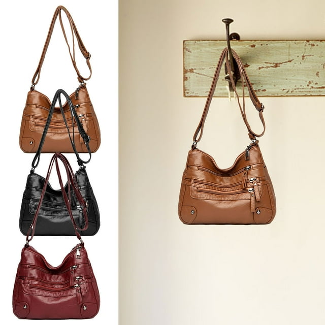 Vaidha Zipper Crossbody Bag With Wide Shoulder Strap Phone Wallet, Shoulder Purse, Multiple Zipper Pockets.