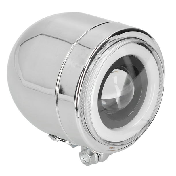 Faro LED Universal de 4,25 pulgadas, Ojos de Ángel redondos, luz alta y baja, Retro, para motocicleta, DRL, carcasa cromada, luz blanca
