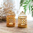 thumbnail image 2 of 2 Pcs Small Metal Tealight Hanging Birdcage Lantern, Vintage, 2 of 5