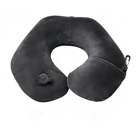 BTideas Inflatable Travel Pillow,Neck Pillow Airplane with Compact Bag for Plane Train Car,Dark Gray