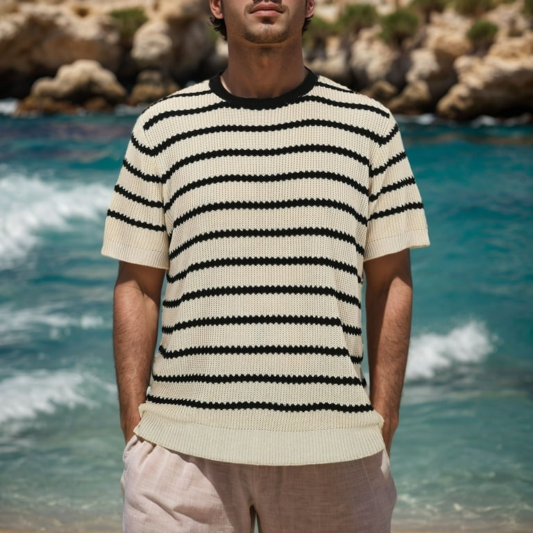 Short sleeve striped sweater clearance