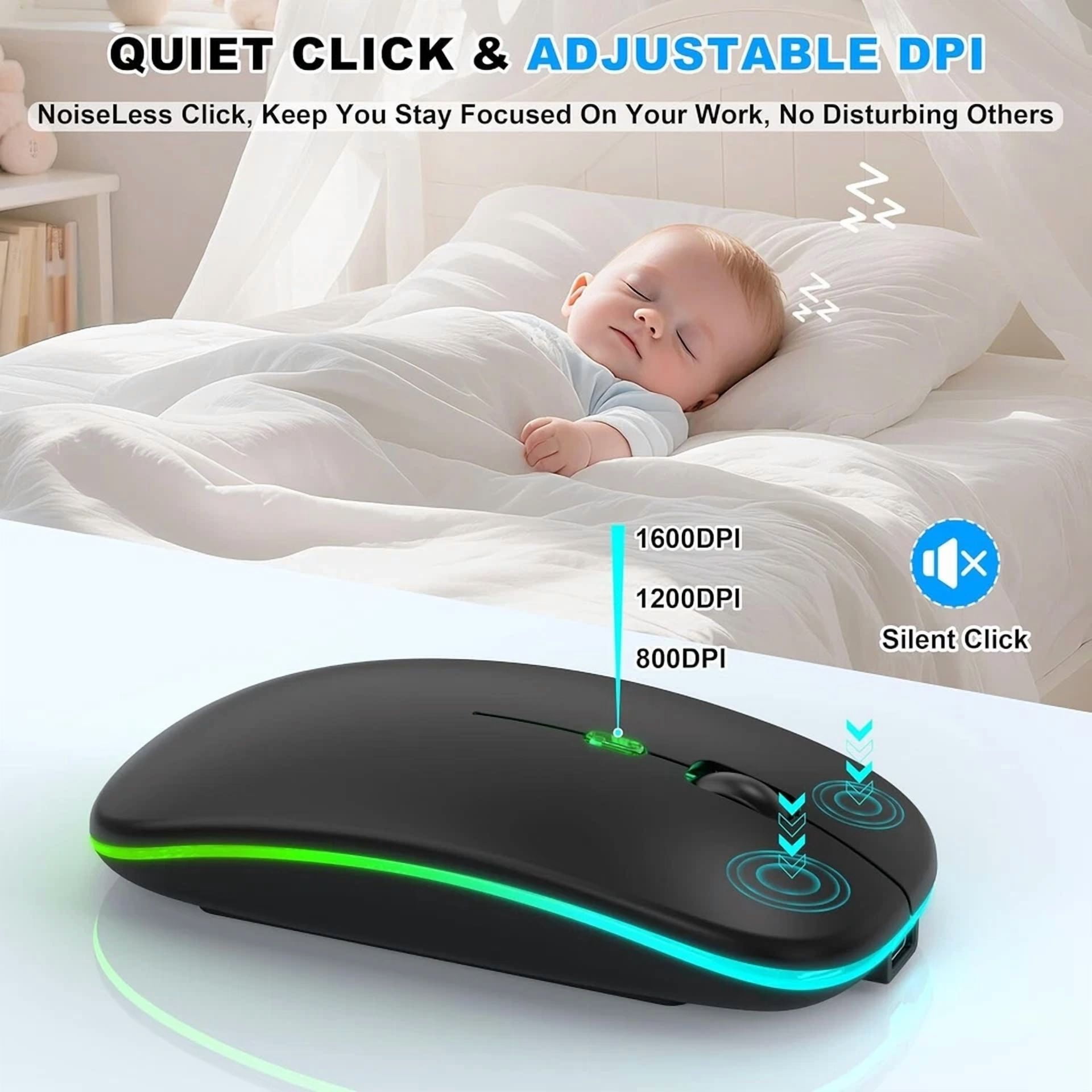 BUTTERFLY- Bluetooth Led 2.4G Wireless Mouse Luminous Slim Design For Laptop - Matte Black