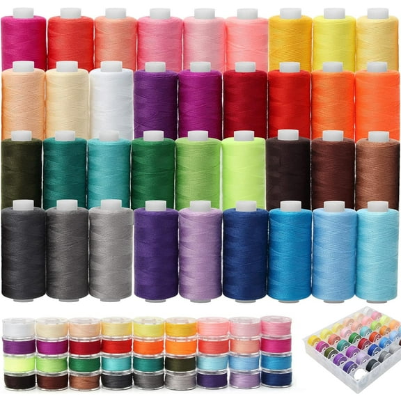 72Pcs 36 Colors Bobbins Sewing Thread Kits, 400 Yards per Polyester Thread Spools with Case for Hand Machine Sewing, Travel, DIY and Home