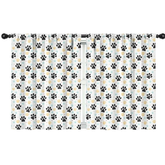 Blackout Kids Curtains,Black Dog Puppy Paw Childrens Insulated Curtains Set Of 2,Bedroom Essentials,Toddler Room Decor 42"x54"(106x137cm)