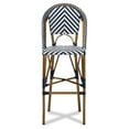 thumbnail image 3 of Skyline Decor Indoor and Outdoor White and Blue Bamboo Style Stackable Bistro Bar Stool, 3 of 5