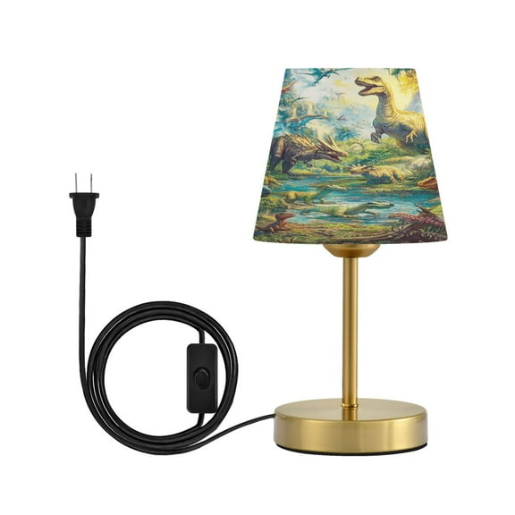 Wobogo Dinosaurs Time Table Lamps Three-channel Adjustable Lighted Antique Brass Metal Base Simple Modern Style for Bedroom Nightstands Living Room and Office
