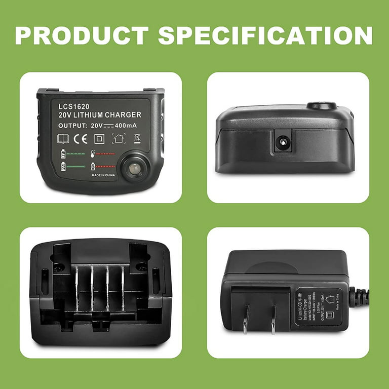 Enegitech LCS1620 Charger Compatible with Black & Decker 16V 20V Li-ion  Battery LBXR20 LBX20 LBX4020