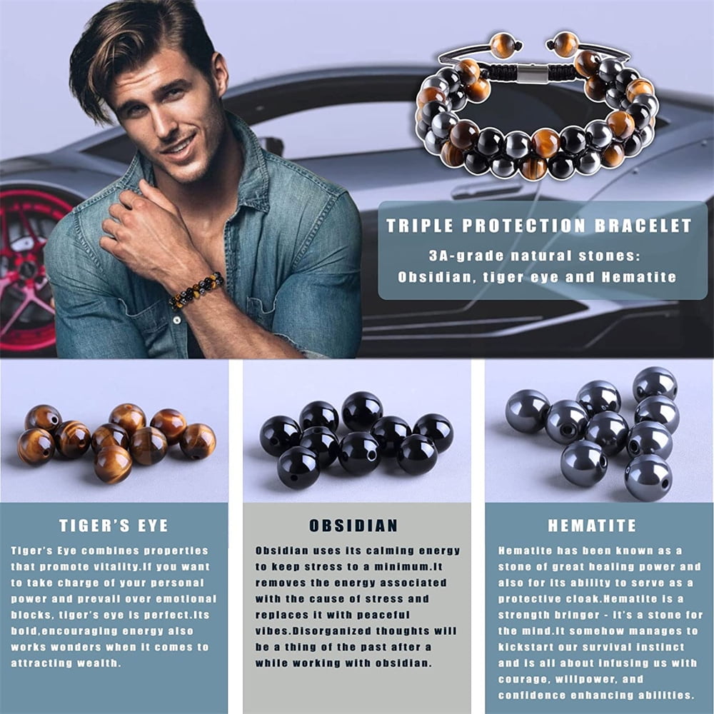 Buy Mautik Sadiwala Triple Protection Bracelet Tiger Eye,Obsidian,Hematite  Combination Triple Protection Bracelet Online at Best Prices in India -  JioMart.
