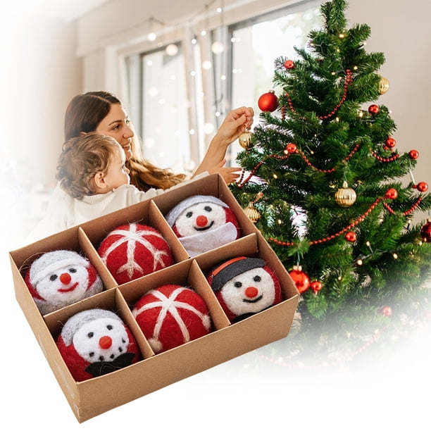 Hot6sl Liquidación de Ahorros de Verano Bola de Lana Forma de Copo de Nieve para Árbol de Navidad, Materiales Hechos a Mano, Colgantes Pequeños, Adornos Navideños
