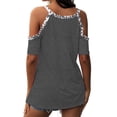 thumbnail image 4 of Pompotops Mode Femmes Manches Courtes Froid Épaule Col Rond Tops Décontractés T-shirt Blouse, 4 of 8