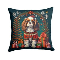 Carolines Treasures DAC1111PW1818 18 x 18 in. Unisex Cavalier King Charles Spaniel Christmas Fabric Decorative Pillow