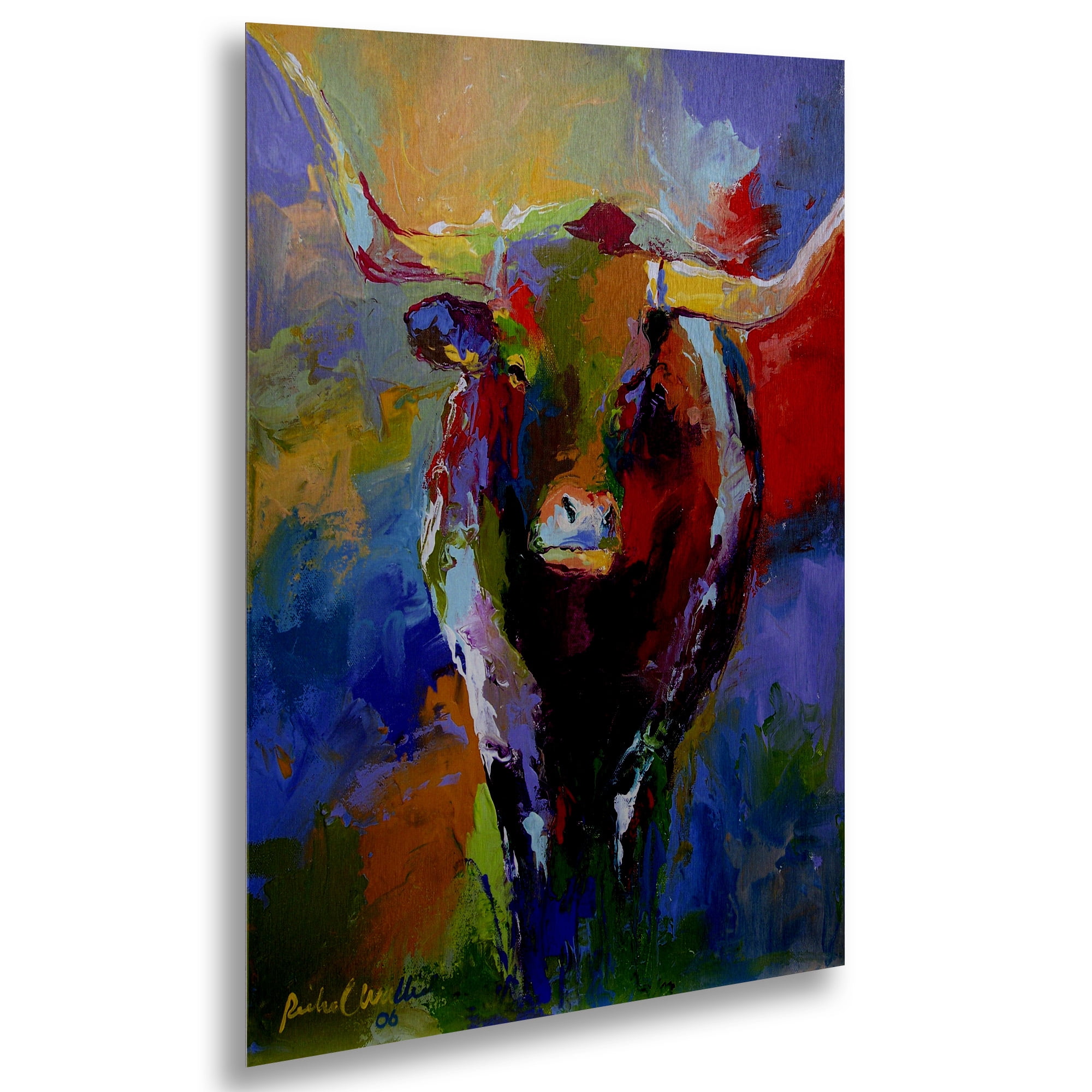 Richard Wallich 'Longhorn' Floating Brushed Aluminum Art