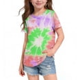 thumbnail image 2 of Multicolor Tie Dye Girls T-Shirt, Spiral Pattern Soft Polyester Spandex Short Sleeve Crew Neck Tee, Summer Everyday Top for Little Girls Big Girls,Size 13-14 T, 2 of 5