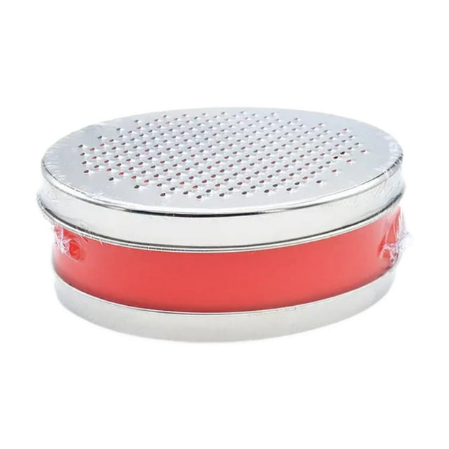 Rallador de queso con recipiente y tapa, cortador manual de acero inoxidable, utensilio de cocina Rojo