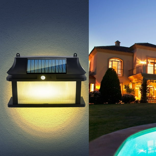 Luces solares exteriores con sensor de movimiento - Iluminación LED de seguridad súper brillante para jardín, jardín, patio y garaje - Impermeable