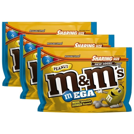 - (3 Pack) M&M's, Mega Peanut Chocolate Candies, 9.6 Oz