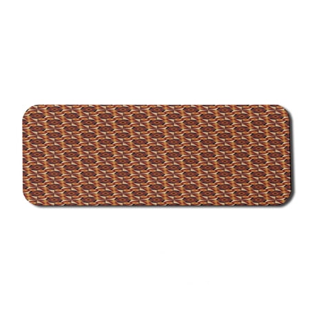Modern Computer Mouse Pad  Retro 60s 70s Vintage Geometrical Rounds Triangles Pattern Art Image  Rectangle Non-Slip Rubber Mousepad Large  31  x 12  Gaming Size  Dark Orange Burgundy  by Ambesonne