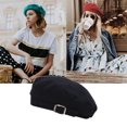 thumbnail image 2 of Jumpingount Sombrero de invierno Boinas cálidas Gorro transpirable Boinas Algodón Vintage Mujer Gorras Sombreros decorativos Aspecto exquisito Sombreros Negro, 2 of 6
