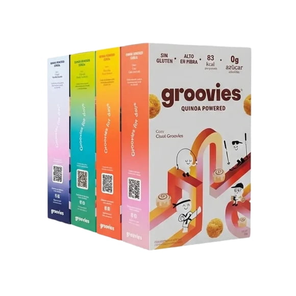 Groovies Cereal Pack Mixto 4x Cocoa, Cinni, Vainilla y Frooty
