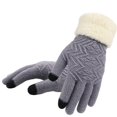 thumbnail image 1 of BEMS-2023 Guantes de punto de invierno para mujer, manoplas de punto gruesas con dedos completos elásticos suaves (gris), 1 of 5