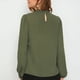 thumbnail image 4 of Blusa con cuello alto Color puro Linterna Manga larga Gasa transpirable Blusa de mujer para el hogar Oficina Compras Viajes OD Verde XL, 4 of 6