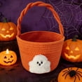 thumbnail image 5 of Gytml Trick Or Treat Basket Halloween Cotton Rope Ghost Candy Bucket Reusable Portable Treat Bag For Halloween Party Favors Holiday Decor(Orange-9.06"), 5 of 6