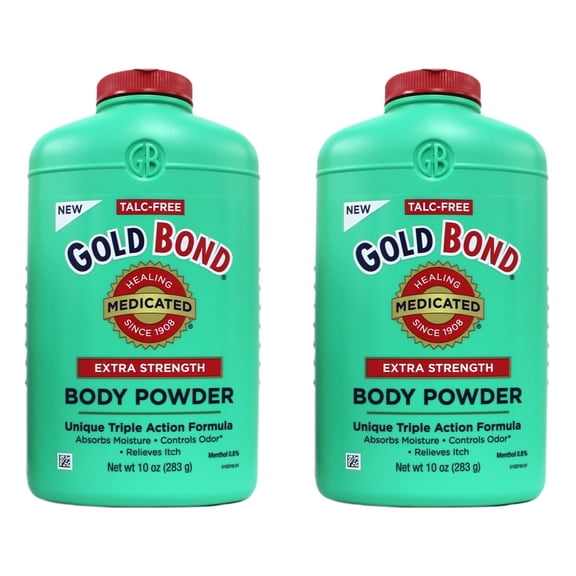 "2 Pack - Gold Bond Body Powder Medicated Extra Strength 10 oz Each, Talc-Free"
