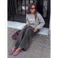 thumbnail image 4 of Women Embossed 3D Bow Graphic Long Sleeve Pullover,Crewneck Sweatshirt for Fall Everyday Wear, 4 of 11