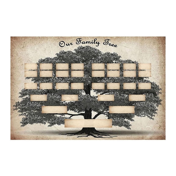 Blarkrus Family Tree Canvas Painting, Hand-painted Family Heritage Artwork, for Living Room Wall Decor Setup and Daily Use, Multicolor