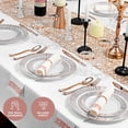 thumbnail image 4 of Chateau Fine Disposable Tableware 252-Piece Rose Gold Plates, Napkins, Party Supplies, Dinnerware for Adults (36 sets), Gold Plastic Plate Set, Small & Large, Paper Napkins, & Cups for Elegant Parties, 4 of 6