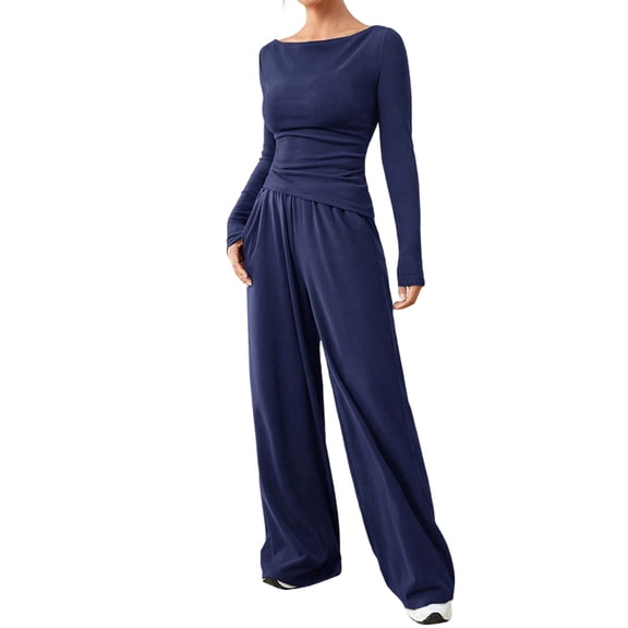 1. Women's 2-Piece Long Sleeve Travel Outfit, Loose Lounge Pants Set, Casual Athletic Home Wear