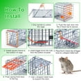 thumbnail image 4 of Moclever 2Pcs Humane Live Rodent Trap Cage, Galvanized Iron Foldable Rat Trap Cage with Detachable L Shaped Rod for Kitchen Garden Warehouse, 16x5.2x6in, 4 of 11