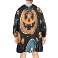 thumbnail image 2 of Wearable Oversized Blanket,Halloween Pumpkins Skulls Bats and Eyeballs Wearable Blanket Hoodie for Adults,Cozy Hooded Blankets with Super Pockets,Super Warm Fuzzy Pullover for Women & Men, 2 of 6