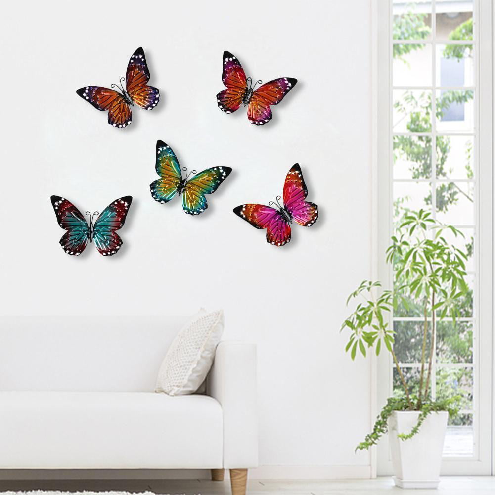 24 Pieces Metal Butterfly Decorations, 3D Flying Butterfly for Ceiling ,  Cute DIY Art Decor for Shopping Mall Bedroom Home Living Room Window, 2.36