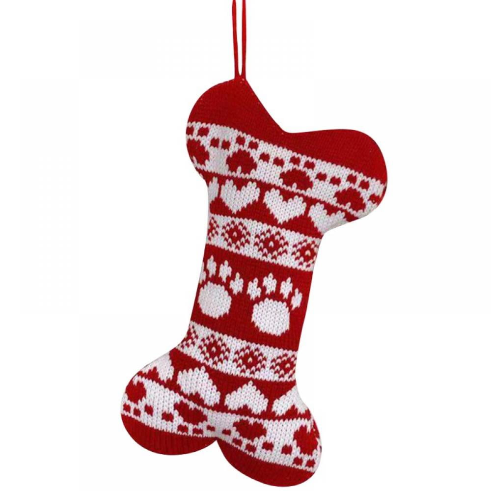 Dog Christmas Stockings, 17 Inch Cute Bone Shape Pets Stockings for